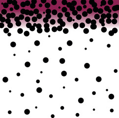 Circles and dots of different sizes with a seal at the top of the canvas and a scarlet transition.