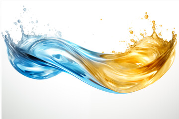 金色と水色のスプラッシュ液体イメージ