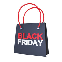 3D Black Friday Sale Illustration. Shopping Bag. Cartoon Creative Design Illustration. 3D Rendering