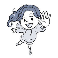 Obraz premium ジャンプをする女の子（1トーン）