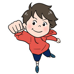 ジャンプをする男の子（カラー）