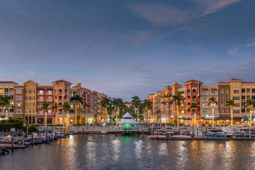 Naples Florida USA colorful buildings at sunset - Powered by Adobe