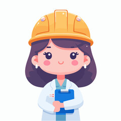 engineer vector character colorful simple design white background eps8