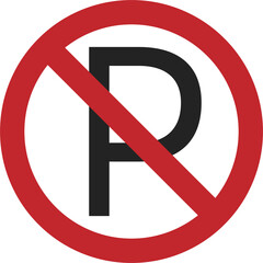 Isolated round traffic no parking P letter crossed out sign graphic isolated on white, printable street sign