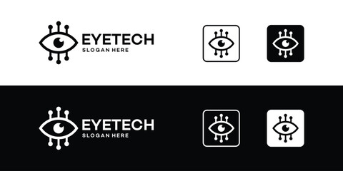 Eye logo design template with tech logo design graphic vector illustration. Symbol, icon, creative.