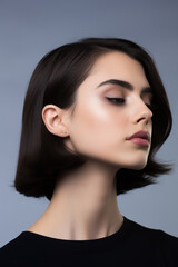 Fototapeta premium Minimalistic portrait of a young beautiful woman