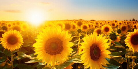 Fototapeta premium sunflower in a field in the sunlight.generative ai