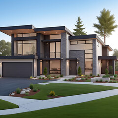 A sleek and stylish modern dream home with clean lines, large windows, and a minimalist design