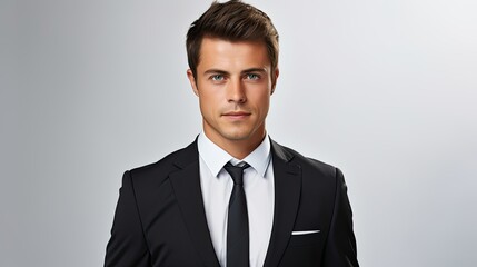 portrait of an young handsome businessman with suit, isolated on studio background