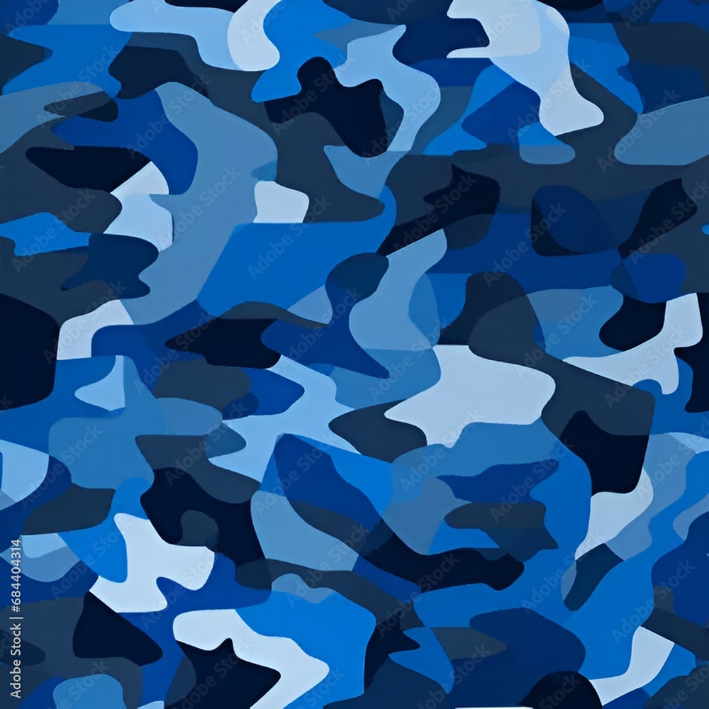 Wall mural blue camouflage pattern | generative AI - Wall murals