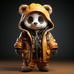 3d panda wearing clothes
