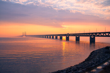 The Oresund Bridge is a combined motorway and railway bridge between Denmark and Sweden (Copenhagen and Malmo).