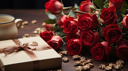 赤い薔薇とバレンタインのプレゼント