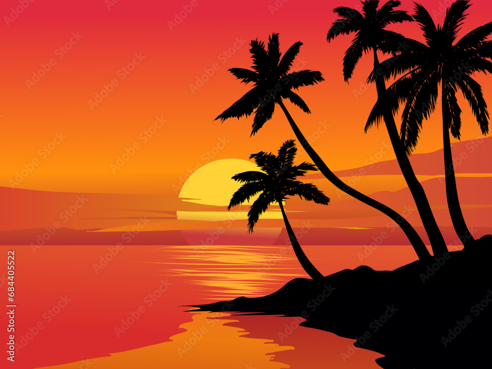 Wall mural sunset on the beach