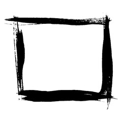 Square frame border brush stroke black vector icon. Hand drawn grunge style isolated element