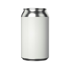 Aluminium can mockup 330 ml, with white label, without background - front view.