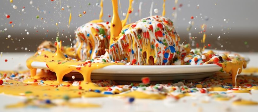 Cupcake with sprinkles and a camera on a white background