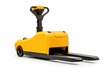 yellow pallet truck isolated on a white background