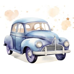 Vintage car watercolor clipart