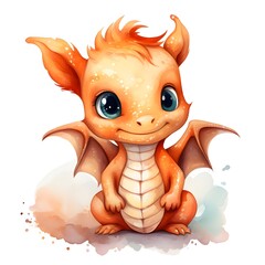 Adorable dragon watercolor clipart