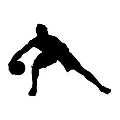 Silhouette of a male athlete doing basket ball pose. Silhouette of a basket ball player in action pose.
