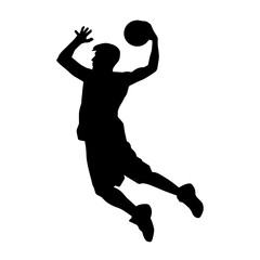 Silhouette of a male athlete doing basket ball pose. Silhouette of a basket ball player in action pose.