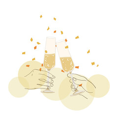 Celebration background with champagne glass and champagne. Christmas, New Year, and Holiday concepts. © PEPERIRO