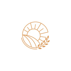 Agriculture logo with wheat icon in circle and sun