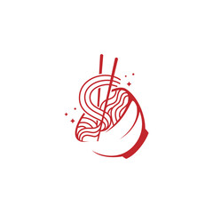 noodle logo design in flat vector design style