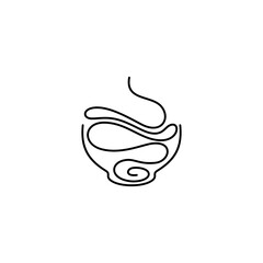 Abstract noodle logo design with continuous line design style