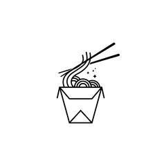 noodle logo design with unique packaging in line art design