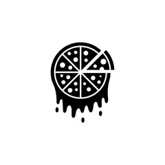 Pizza logo design with melted cheese in flat design