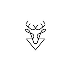 Deer head vector logo design in line art design style