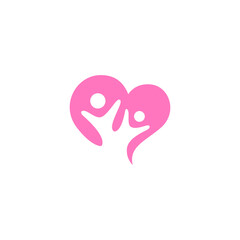 People love care logo in pink color flat design style