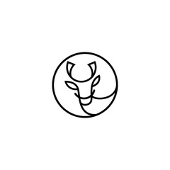 Deer head line design logo in circle shape
