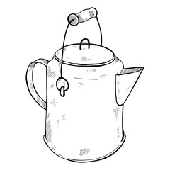 camping kettle hand drawn illustration