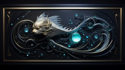 A 3D wall art piece with holographic elements that create a dynamic and ever-changing display.
