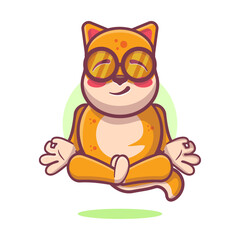 kawaii shiba inu dog animal character mascot with yoga meditation pose isolated cartoon