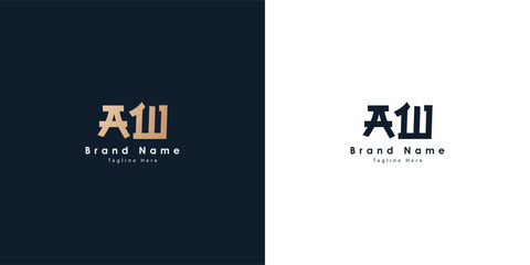 AW Chinese design letters logo - obrazy, fototapety, plakaty