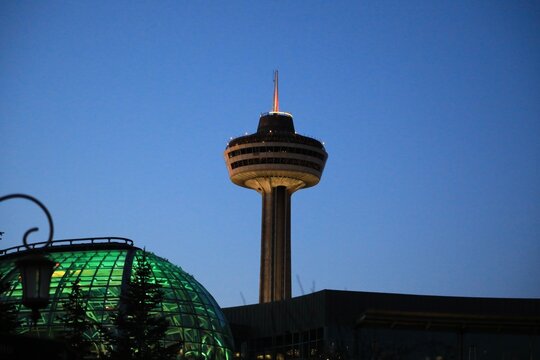 Skylon Tower. Built in 1964, the Skylon Tower is an observation and restaurant tower located in Niagara Falls. Niagara Falls, Ontario, Canada - April 13