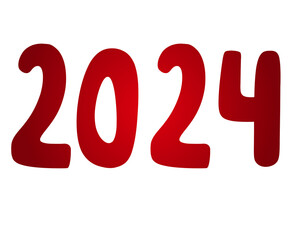 Number 2024 gradient red on transparent background for new year concept design elements.