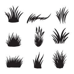 Fototapeta na wymiar set of silhouettes of grass
