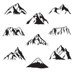 set of mountain peaks
