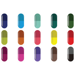 Capsule Pill Clip Art Set 