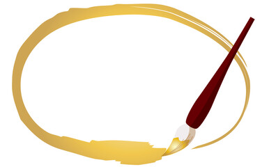 金色の墨の楕円フレームベクターイラスト 