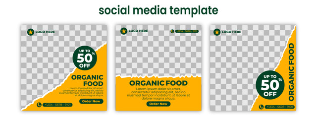 food and restaurant  social media post template. Suitable for social media post, and web ads - obrazy, fototapety, plakaty