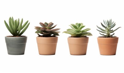 Plants in clay pots cut out backgrounds 3d rendering, Generative AI 