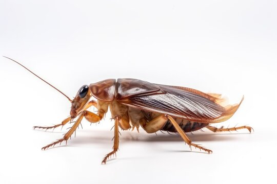 a cockroach on a transparent in white background, Generative Ai