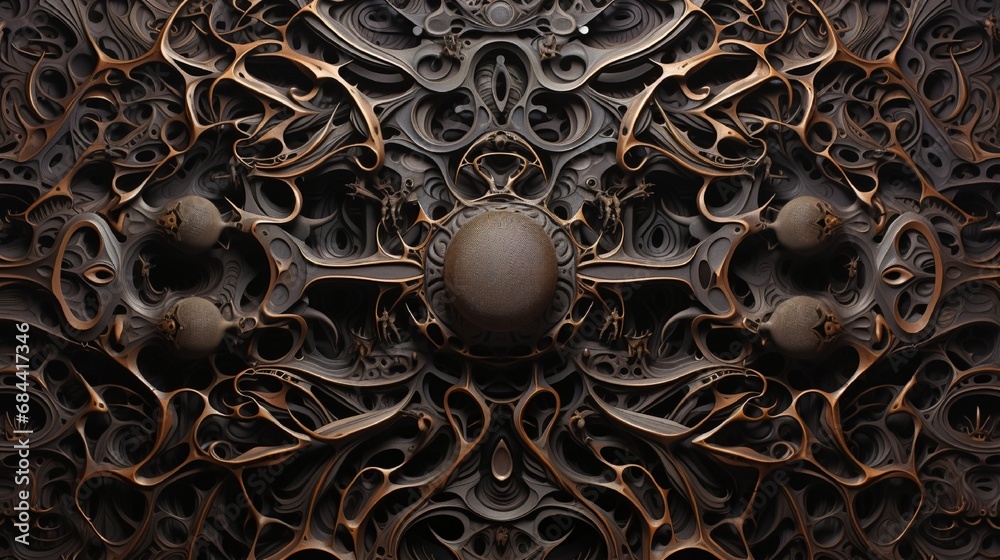Wall mural a fusion of rhythmic, pulsating patterns creating an otherworldly tapestry of mesmerizing intricacy.