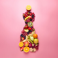 Fototapeta na wymiar A group of fresh fruits in a the shape of a dress. Healthy eating and diet concept